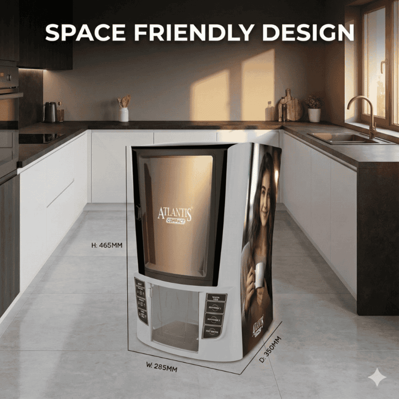 Dimension of Atlantis Compact 2 Lane Hot Beverage Vending Machine | Perfect for Small Spaces