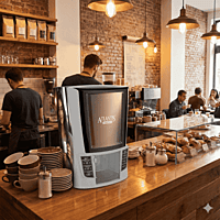 Atlantis Compact 2 Lane machine for premix hot beverages. Atlantis Compact 2 Lane machine for premix hot beverages.