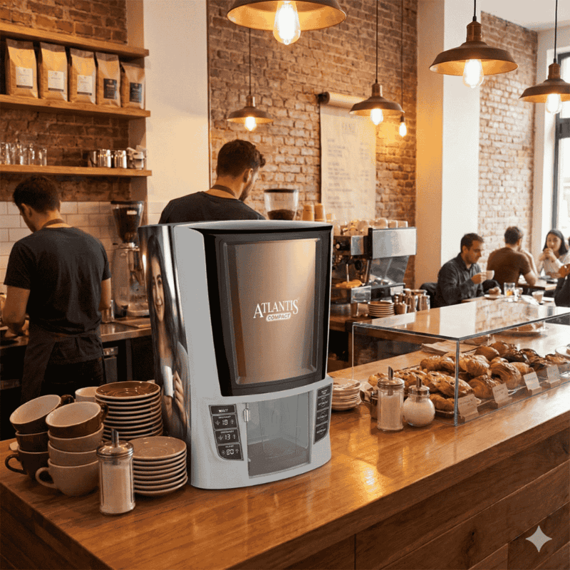 Atlantis Compact 2 Lane machine for premix hot beverages.