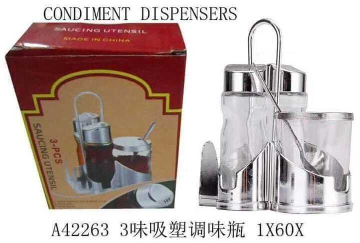 3 PIECES CONDIMENTS DISPENSER WITH NAPPKIN HOLDER