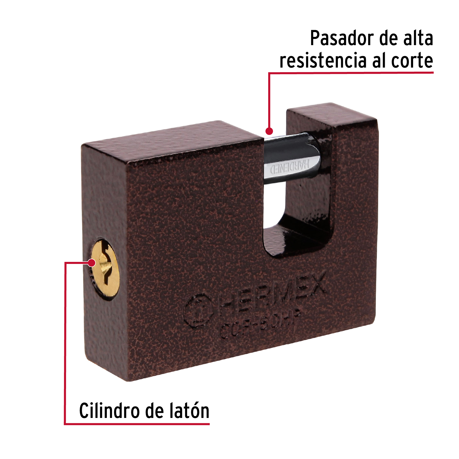 Candado antipalanca, 50mm, cuerpo de hierro, Hermex Basic - COR-50HP / 22515