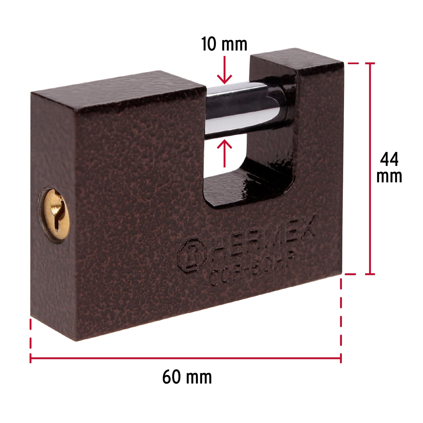 Candado antipalanca, 60mm, cuerpo de hierro, Hermex Basic - COR-60HP / 22516