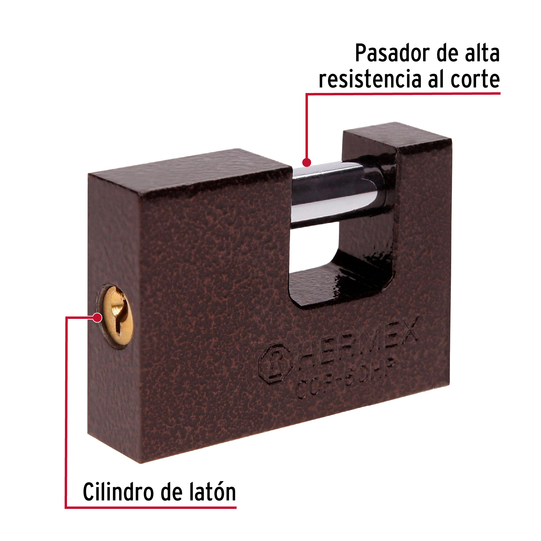 Candado antipalanca, 60mm, cuerpo de hierro, Hermex Basic - COR-60HP / 22516