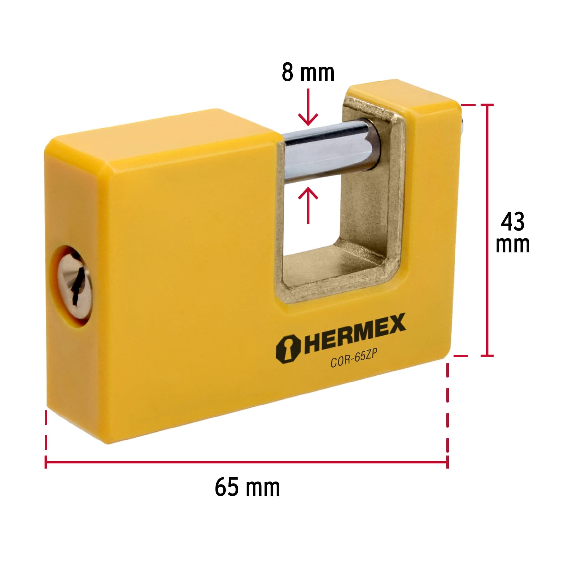 Candado antipalanca, 65mm, cuerpo metálico, Hermex Basic - COR-65ZP / 22514
