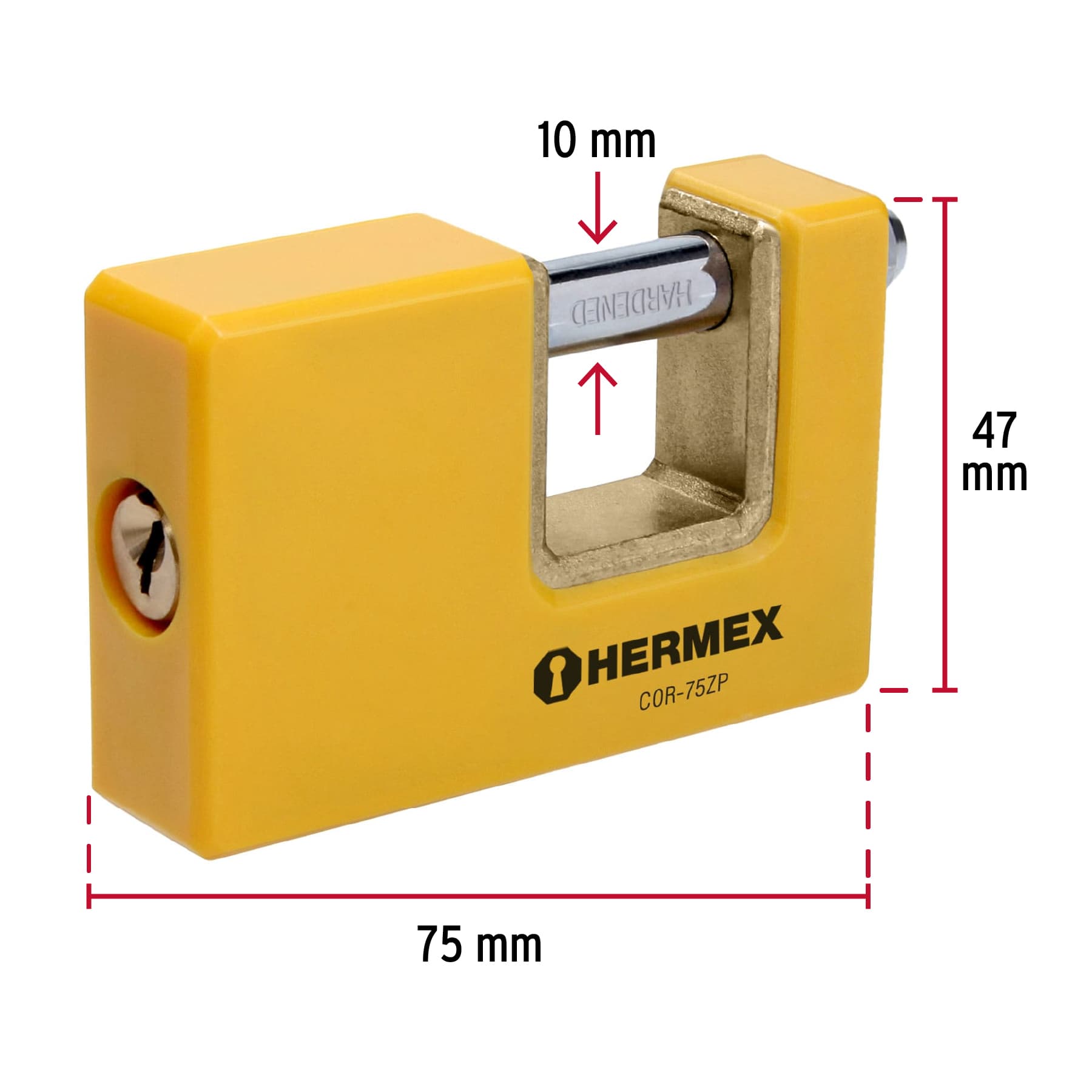 Candado antipalanca, 75mm, cuerpo metálico, Hermex Basic - COR-75ZP / 23524