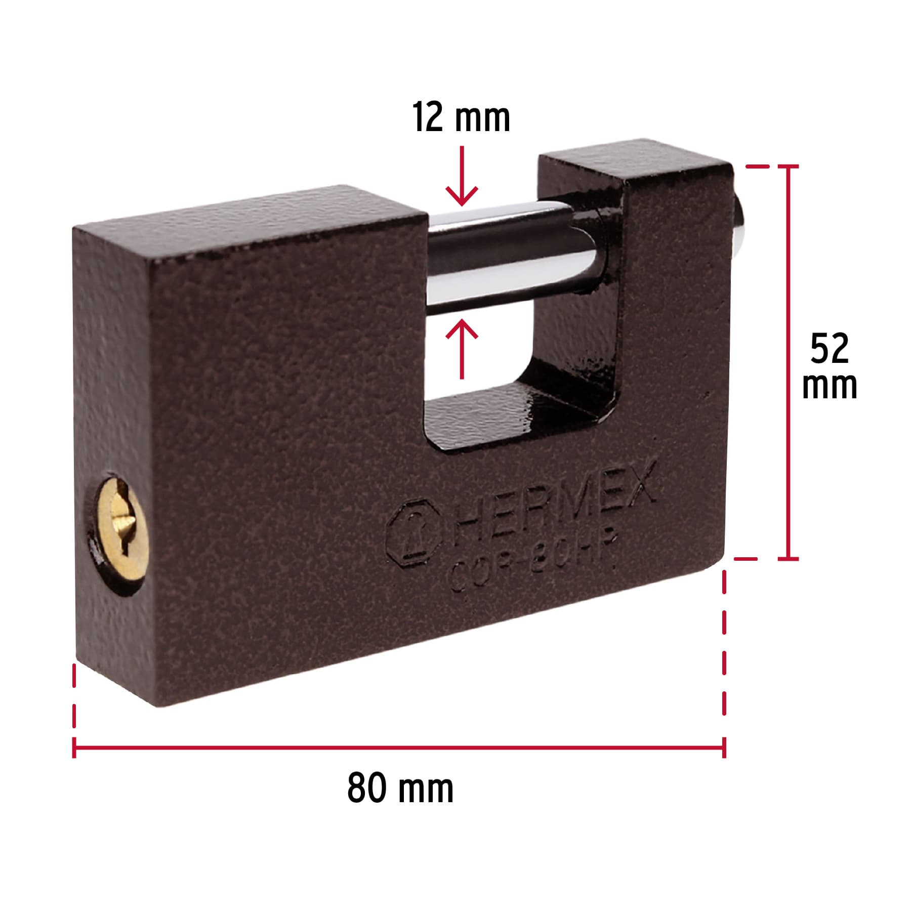 Candado antipalanca, 80mm, cuerpo de hierro, Hermex Basic - COR-80HP / 22517