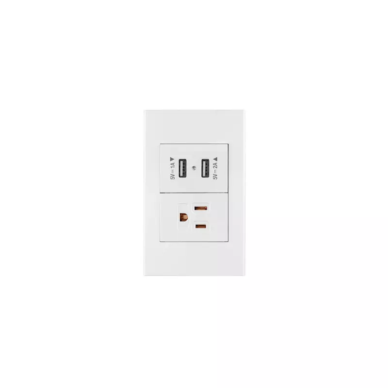 Placa armada 1contacto, 2puertos USB, 1.5mod,Española,blanco - COUSB-EB / 45603