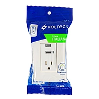 Contacto aterrizado + 2 puertos USB, marfil, línea Italiana - COUSB-I / 48064
