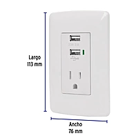 Contacto aterrizado + 2 puertos USB, blanco, línea Italiana - COUSB-IB / 48065
