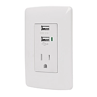 Contacto aterrizado + 2 puertos USB, blanco, línea Italiana - COUSB-IB / 48065