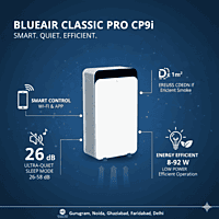 Wi-Fi enabled Blueair Classic CP-9i air purifier with hidden wheels. Wi-Fi enabled Blueair Classic CP-9i air purifier with hidden wheels.