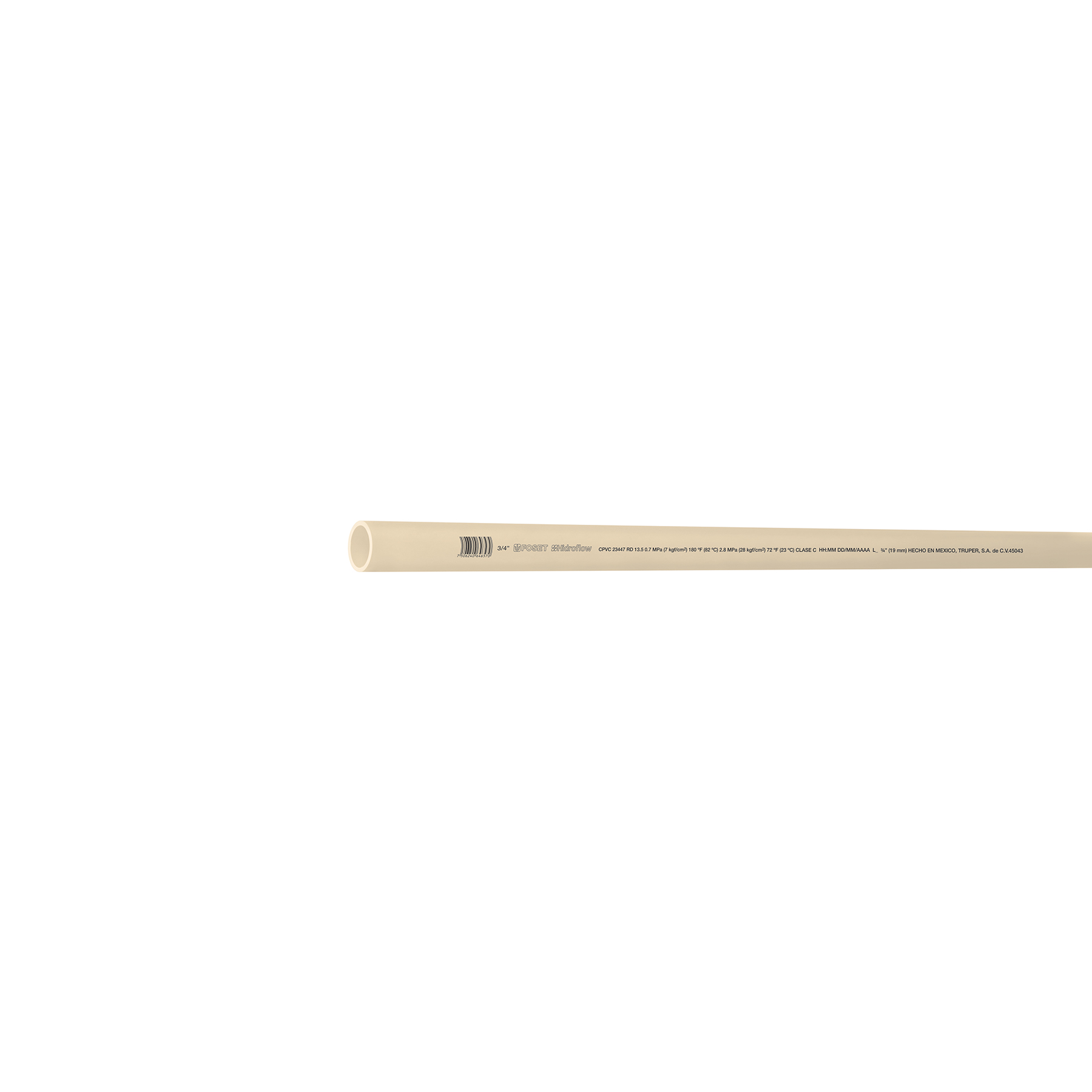Tubo de 3 m de CPVC de 3/4' hidráulico RD 13.5, Hidroflow - CPVC-002 / 45043