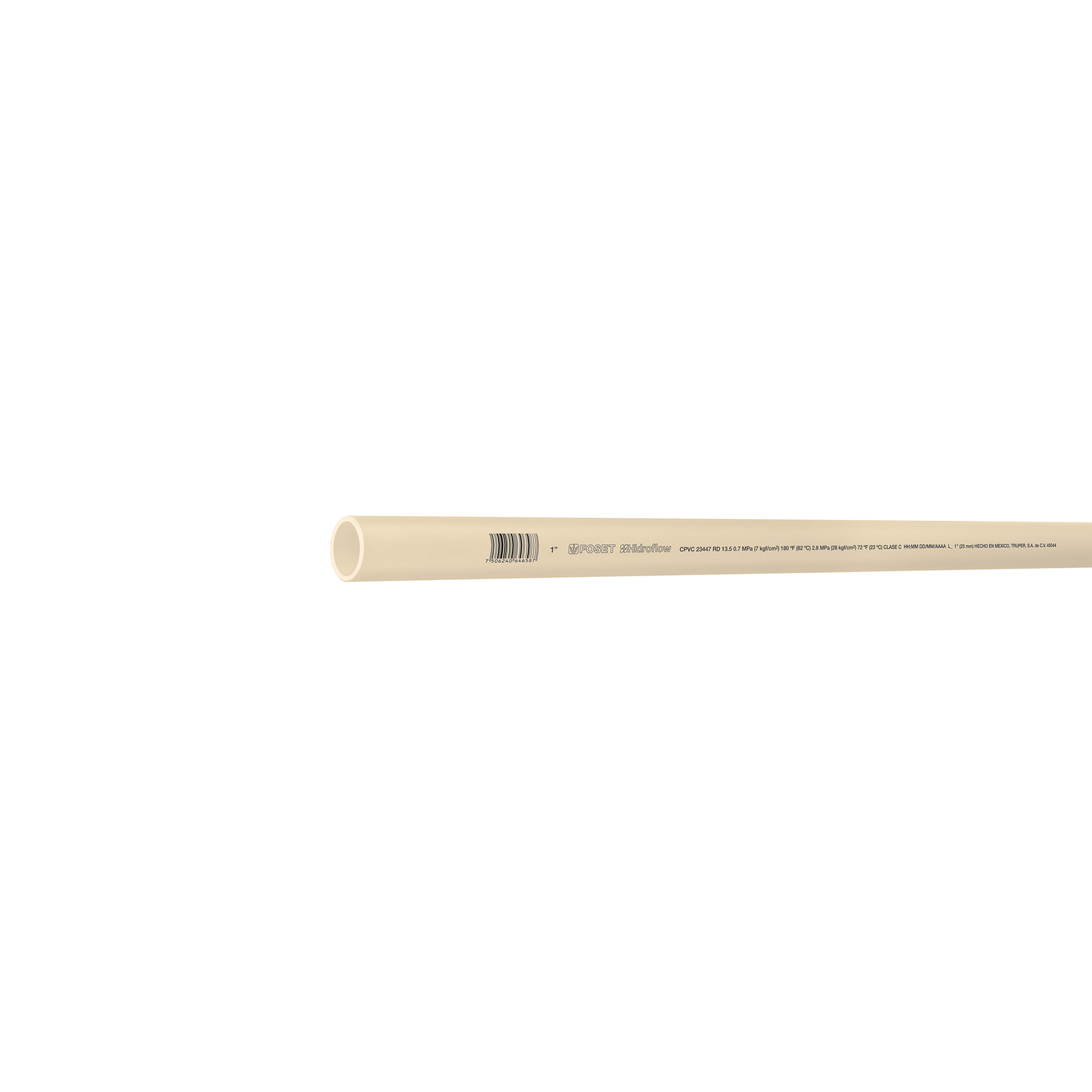Tubo de 3 m de CPVC de 1' hidráulico RD 13.5, Hidroflow - CPVC-003 / 45044