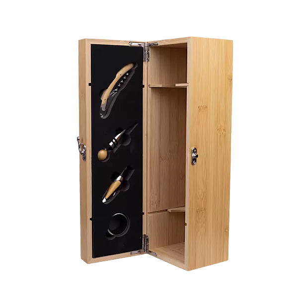Caja Bamboo para Vinos con Abridor