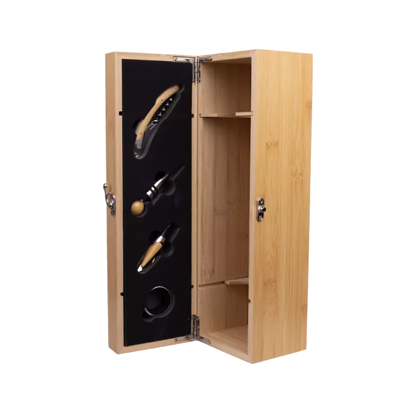 Caja Bamboo para Vinos con Abridor