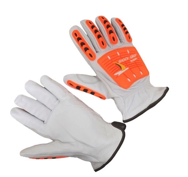 Goatskin grain glove,HPPE cut 5 lining,TPR impact back