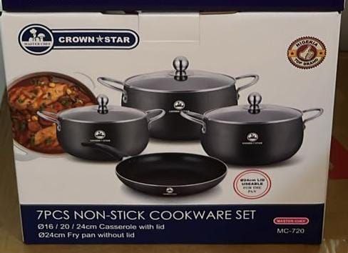 CROWN STAR NON-STICK COOKWARE SET OF 4PCS POTS