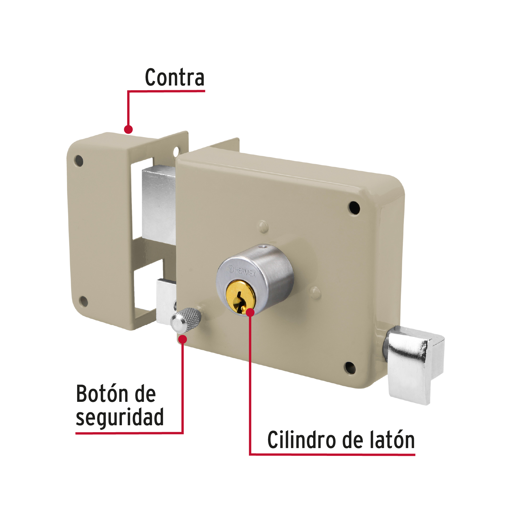 Cerradura de sobreponer, clásica, instala-fácil, izquierda - CS-75I / 43575