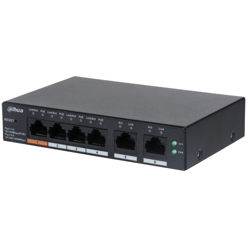 Dahua 6-Port Cloud Managed Desktop Switch with 4-Port PoE Dahua 6-Port Cloud Managed Desktop Switch with 4-Port PoE