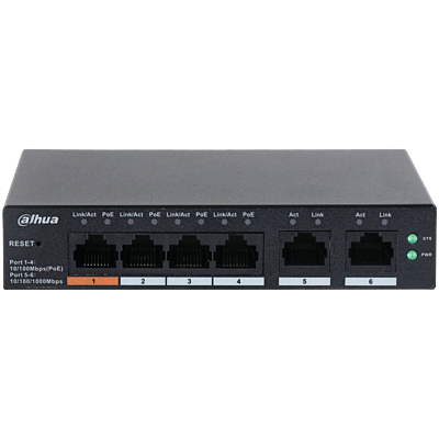 Dahua 6-Port Cloud Managed Desktop Switch with 4-Port PoE Dahua 6-Port Cloud Managed Desktop Switch with 4-Port PoE