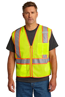 CSV103 CHALECO BICOLOR DE MALLA DE ALTA VISIBILIDAD CON CIERRE Y BOLSILLO EN EL PECHO CORNERSTONE ANSI 107 CLASS 2