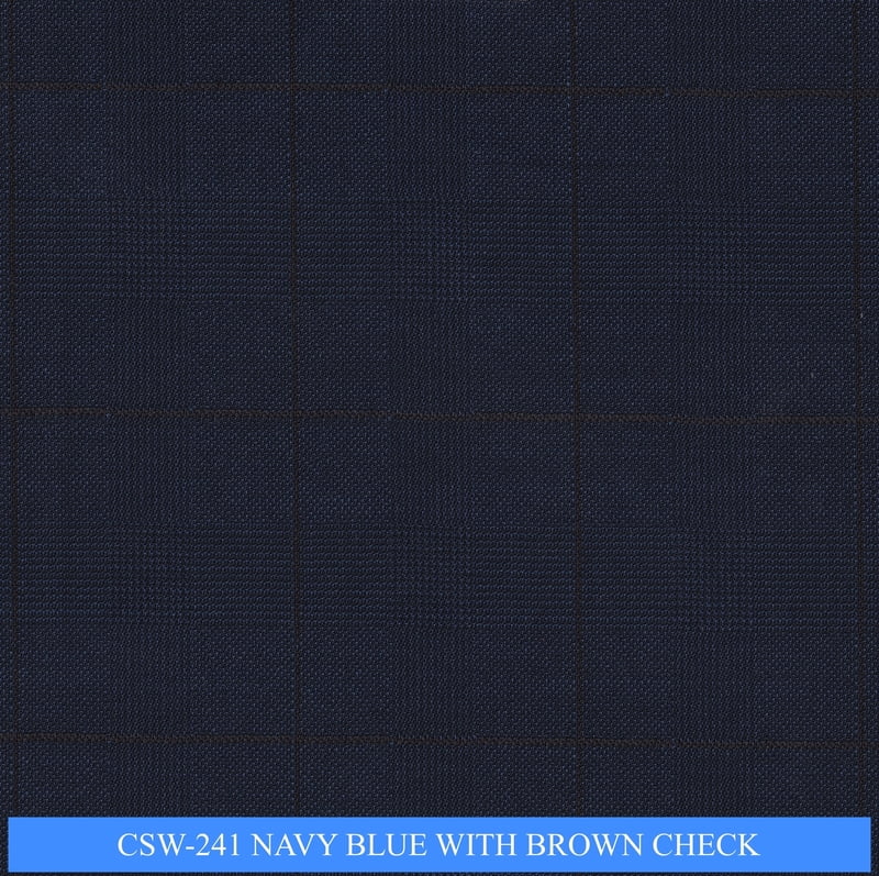 V CSW-241 NAVY BLUE WITH BROWN CHECK V CSW-241 NAVY BLUE WITH BROWN CHECK