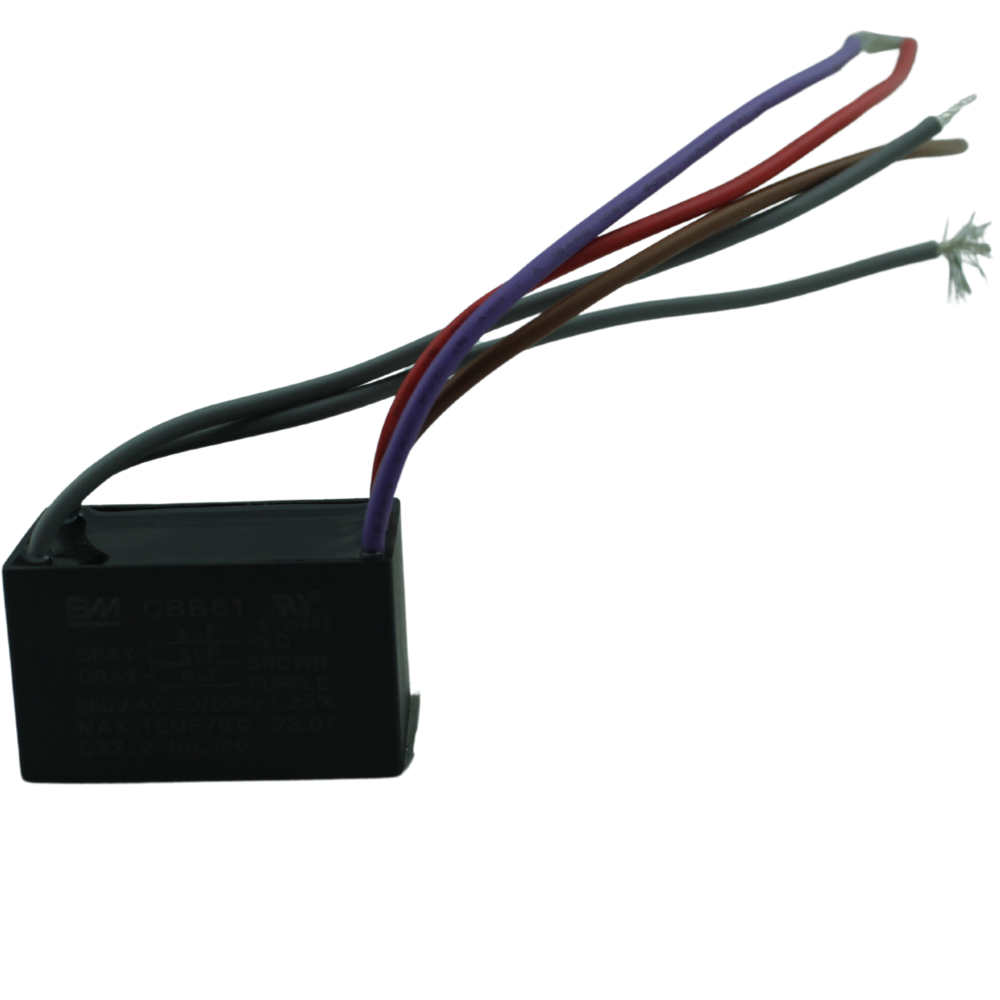 Capacitor de Trabajo Triple Cuadrado para Ventilador con Cables 4+5+6UF, 250V