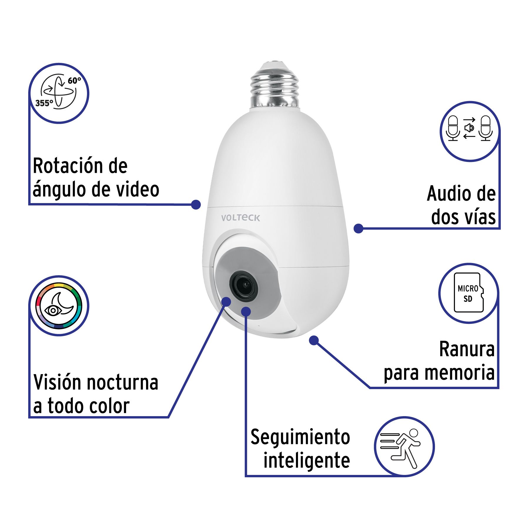 Cámara WiFi para socket, 4MP, VOLTECK - 45744 - CTV-40SW - Caja con 2 Pieza – Master 36