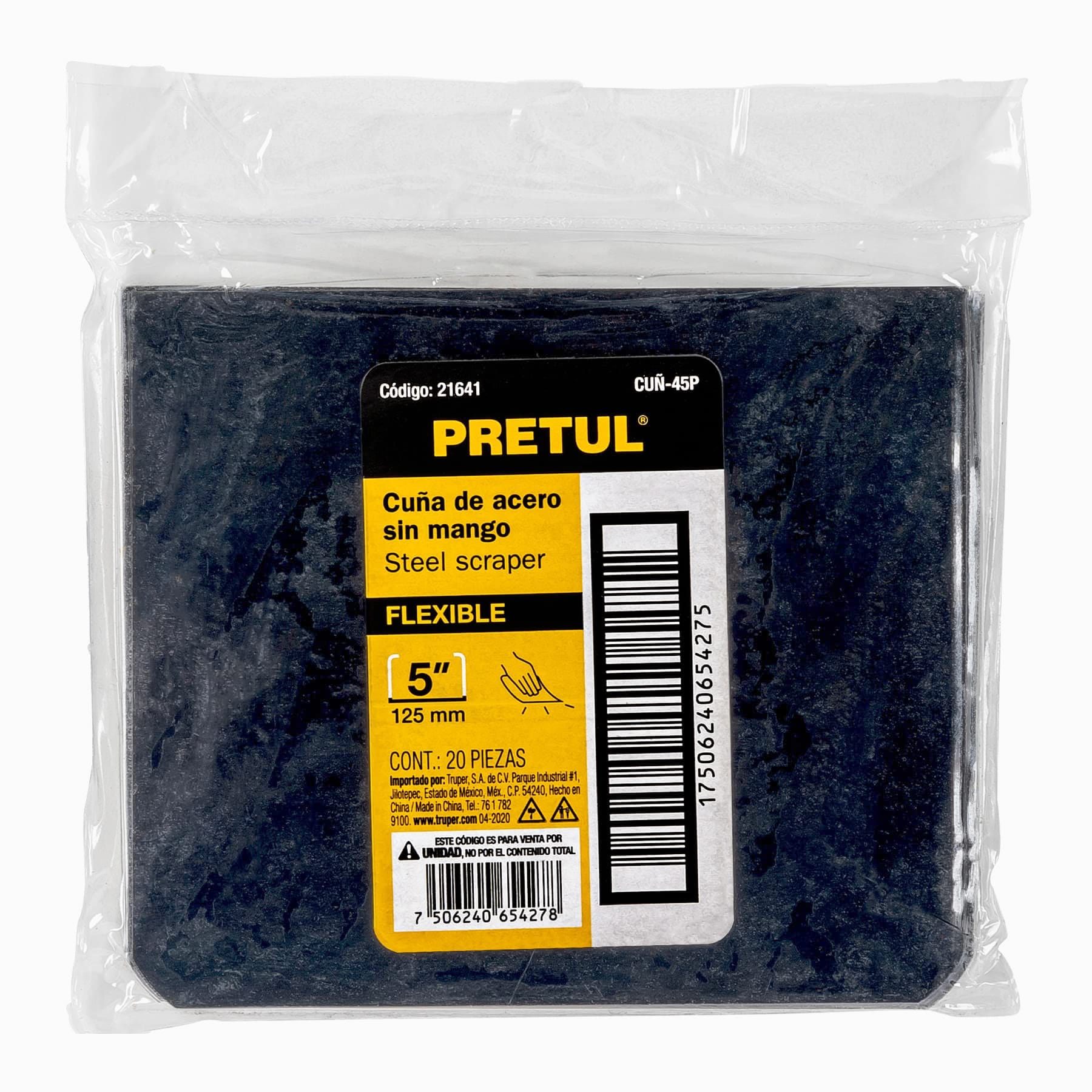 Cuña de 4 X 5', sin mango, Pretul, bolsa 20 piezas - CUÑ-45P / 21641