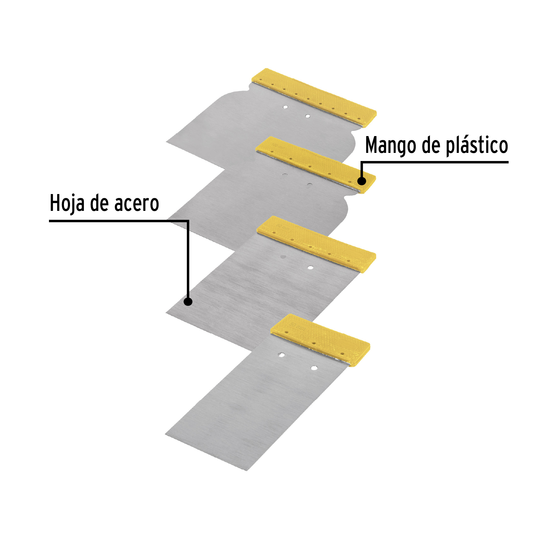 Juego de 4 cuñas con mango de plástico, Pretul - CUÑ-4P / 24200