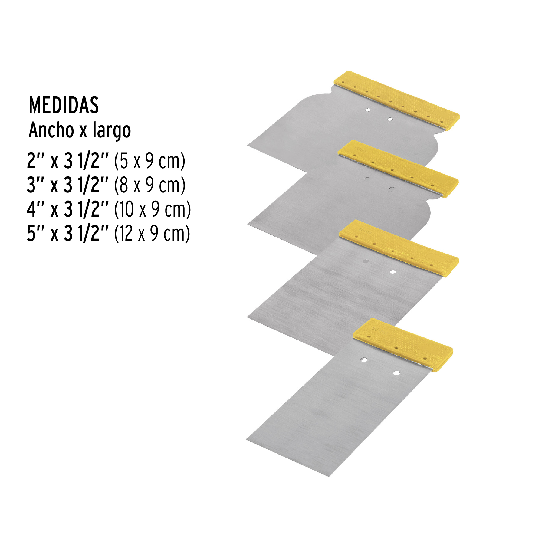 Juego de 4 cuñas con mango de plástico, Pretul - CUÑ-4P / 24200