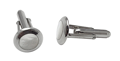 Cufflinks Round Mother of Pearl Design English Sterling Silver. SKU #: CU432.