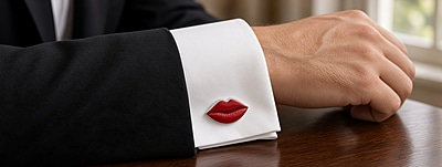 Red Lips Cufflinks English Sterling and Enamel. SKU #: CU476.