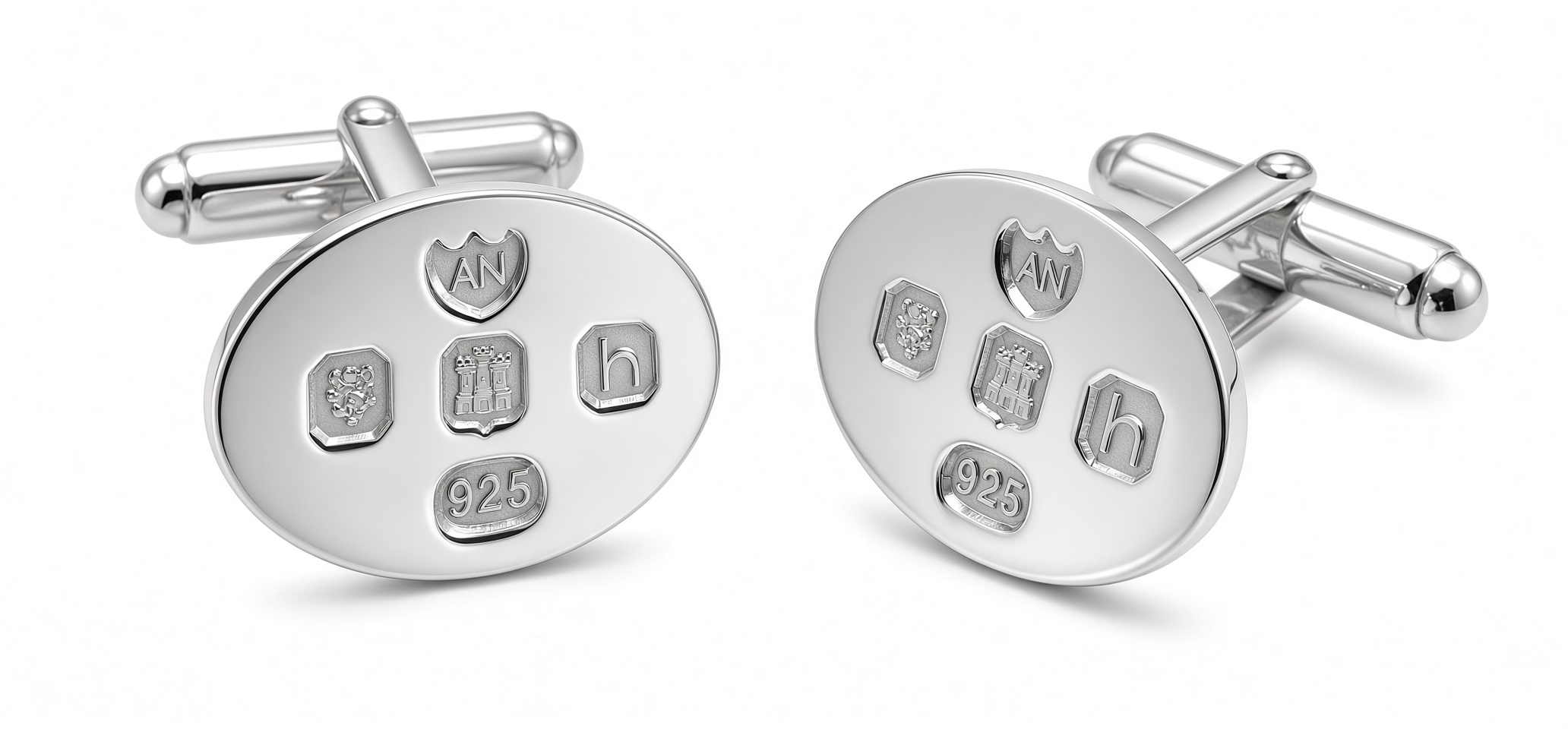 Cufflinks Oval with English Hallmarks English Sterling. SKU #: CU530.