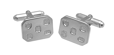 SILVER CUFFLINKS-Plain Sterling Silver Rectangular Shape with Cut Corners and English Hallmarks. SKU #: CU532.
