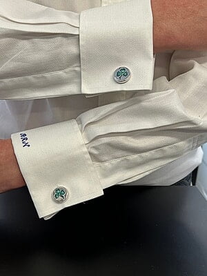 Cufflinks Shamrock Swivel Cufflinks Set with Enamel Design English Sterling Silver. SKU #: CU544.