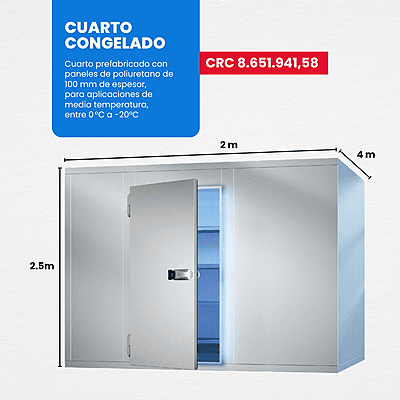 SUMINISTRO E INSTALACIÓN DE CUARTO CONGELADO 2m x 4m x 2.5m
