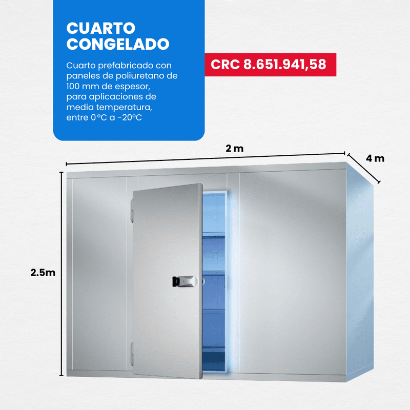 SUMINISTRO E INSTALACIÓN DE CUARTO CONGELADO 2m x 4m x 2.5m SUMINISTRO E INSTALACIÓN DE CUARTO CONGELADO 2m x 4m x 2.5m