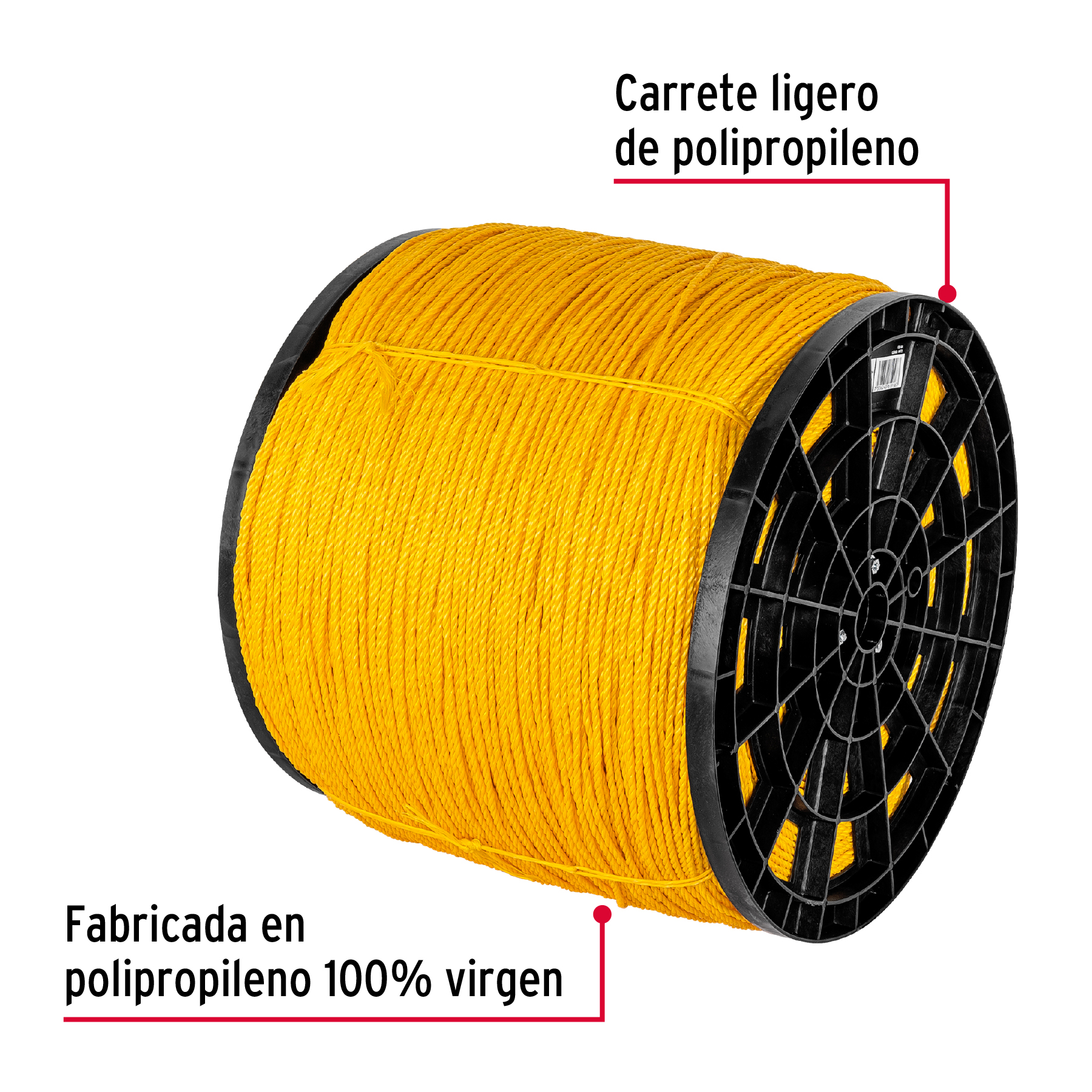 Kilo de cuerda amarilla de polipropileno 4 mm, rollo 20 kg - CUE-04 / 44472
