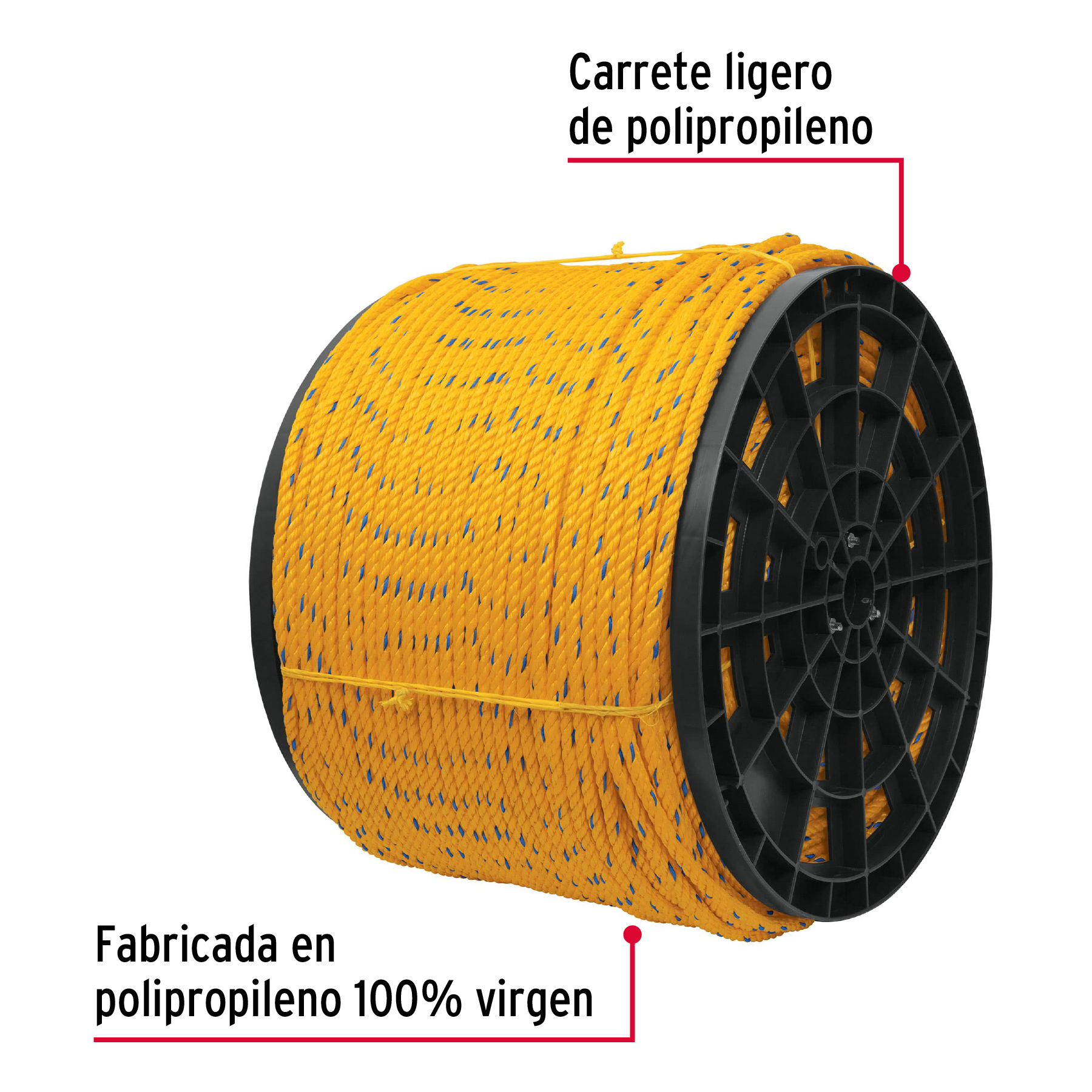 Kilo de cuerda amarilla de polipropileno 8 mm, rollo 20 kg - CUE-08 / 44486