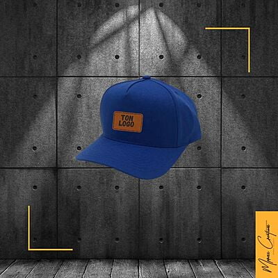 Casquette 5 panneaux courbée patch en cuir Casquette 5 panneaux courbée patch en cuir