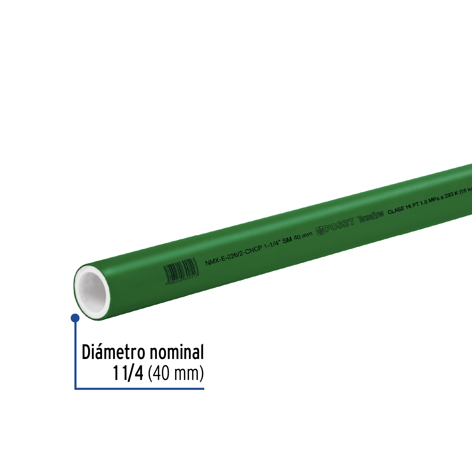 Tubo de 4 m de PPR de 1-1/4' hidráulico, Termoflow - CV-004 / 45444