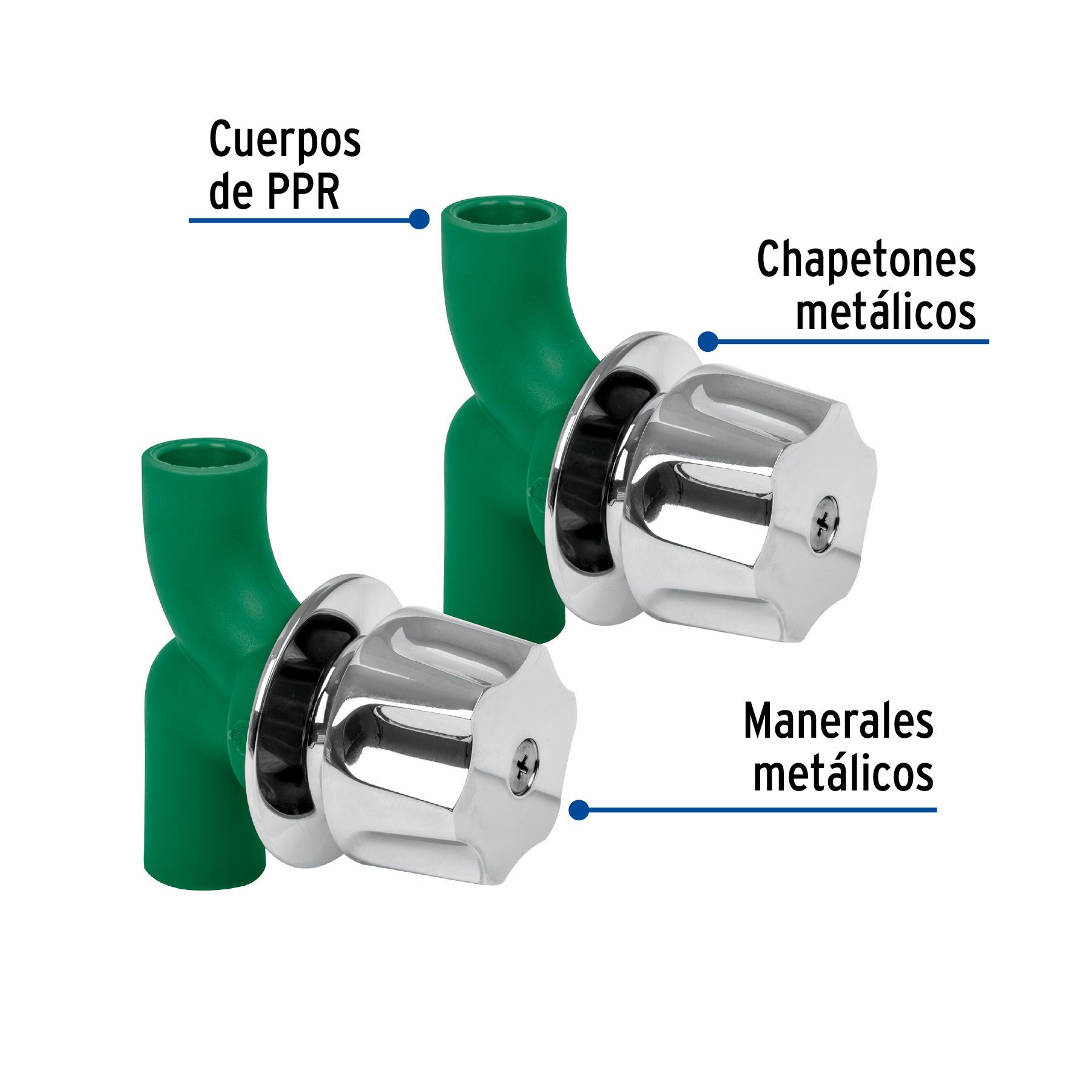 Caja con 2 llaves de PPR y manerales metálicos para empotrar - CV-052 / 49828