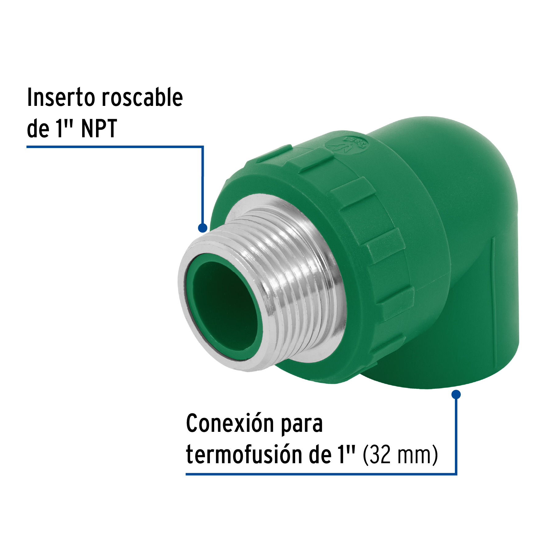 Codo 90° de PPR, 1', 32mm, macho - CV-513 / 49857