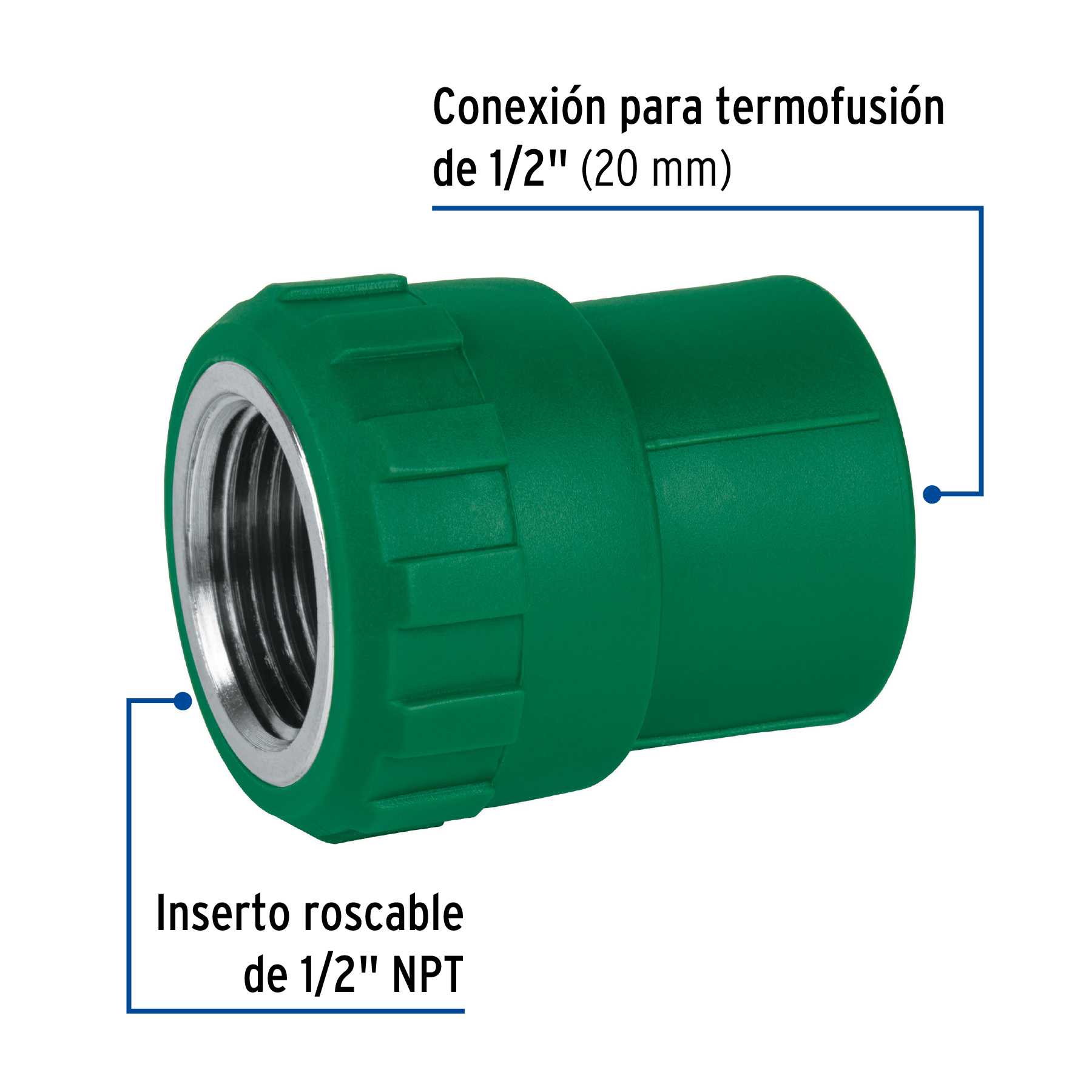 Conector de PPR, 1/2', 20mm, hembra - CV-601 / 49885