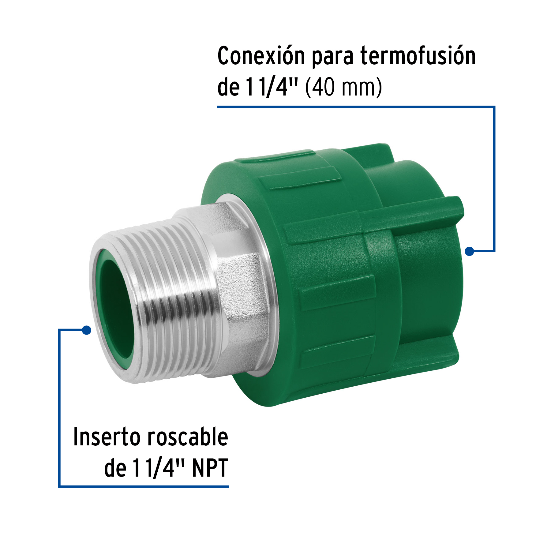 Conexión de PPR, 1-1/4', 40mm, macho - CV-614 / 45450