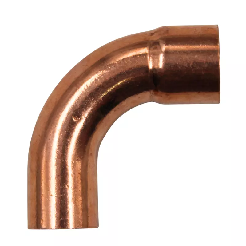 Codo Cobre Radio Largo Bushing 90º, Interior 1/2, Exterior 5/8 - CXC-272-0050