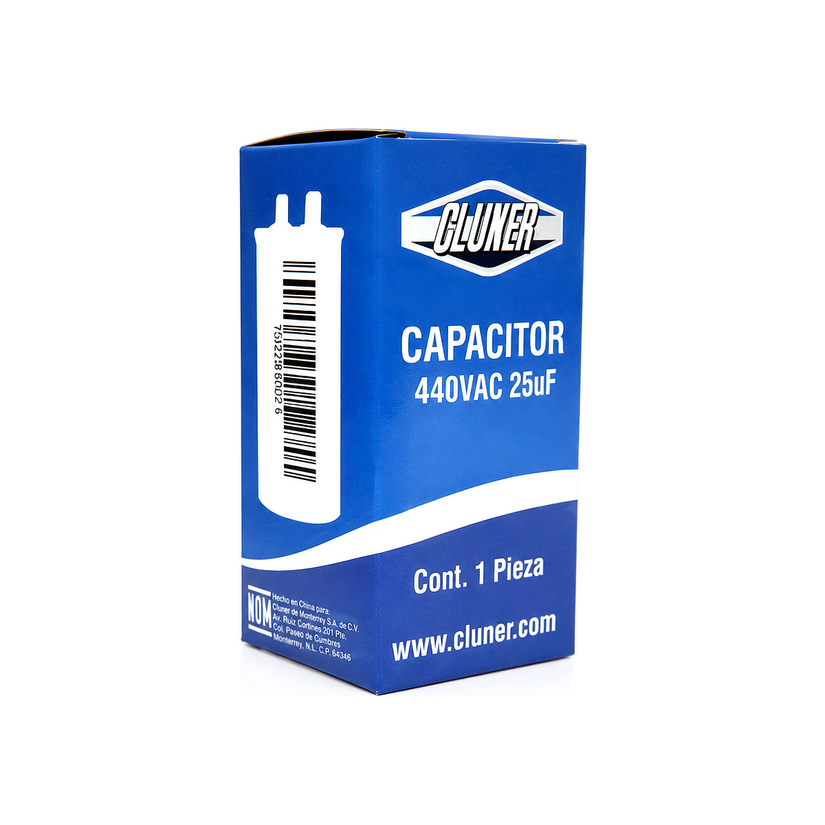 Capacitor De Trabajo, 25Mf, 440Vac +-5%, 50/60Hz / Cluxer - CXC44025