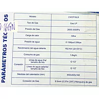 Boiler de Paso 16 litros CLUXER, Gas LP, Series Phoenix - CXCPGLP16L