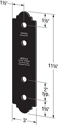 Simpson Strong-Tie Outdoor Accents - ORNAMENTAL Flat Strap - PC Over ZMAX Simpson Strong-Tie Outdoor Accents - ORNAMENTAL Flat Strap - PC Over ZMAX